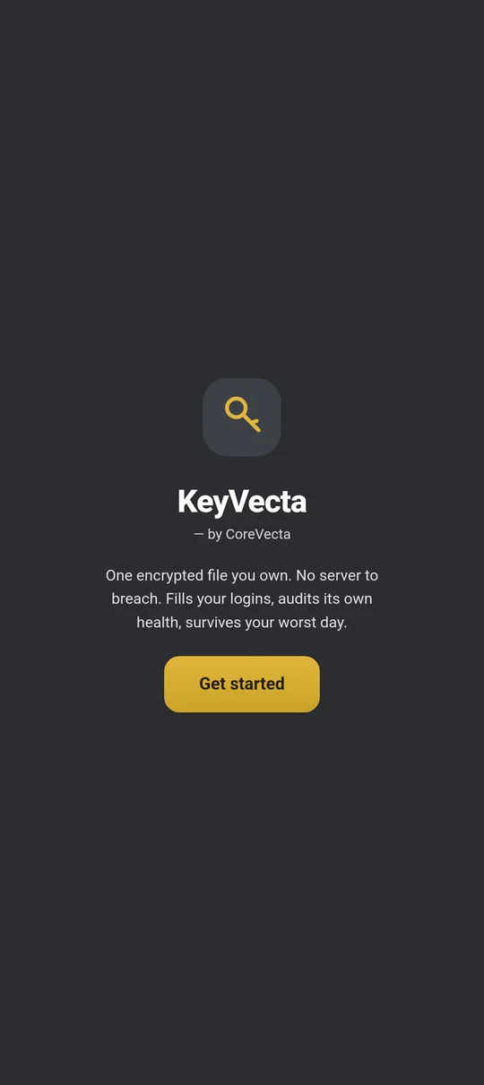 One encrypted file you own. It fills your logins, audits its own health, and survives your worst day.